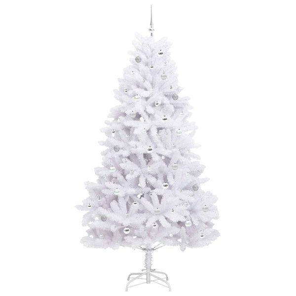 vidaXL Gervi hengdu j&oacute;latr&eacute; me&eth; 300 LED Hv&iacute;tt 240 cm PVC og St&aacute;l