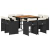 vidaXL 9 Stk. Gar&eth;h&uacute;sgagnasett me&eth; P&uacute;&eth;um P&oacute;l&yacute;rattan Svart