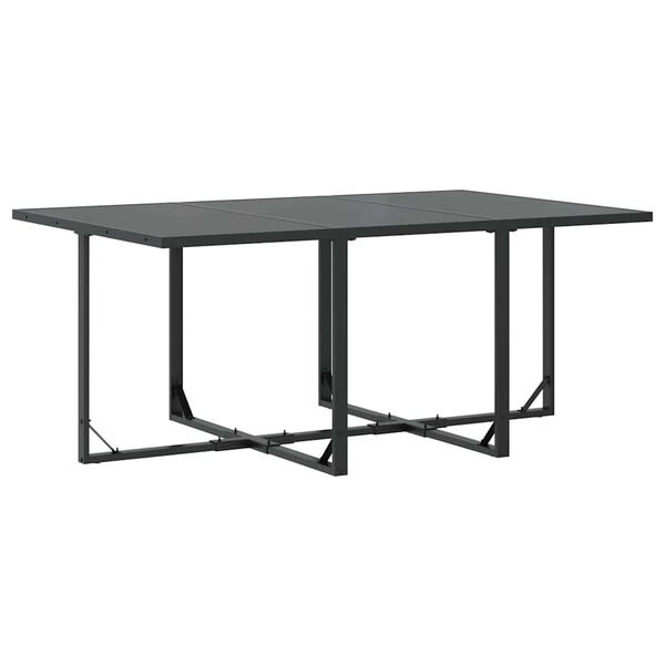 vidaXL Gar&eth;ur bor&eth;sett 7 pcs Svartur St&aacute;l