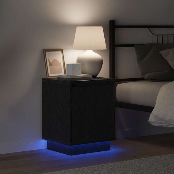 vidaXL Noat&ouml;flu sk&aacute;pur Svartur Eik 39 x 34,5 x 50 cm Samsettur vi&eth;ur