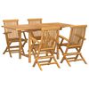 vidaXL Garður borðsett 5 pcs Brúnn Solid teak viður