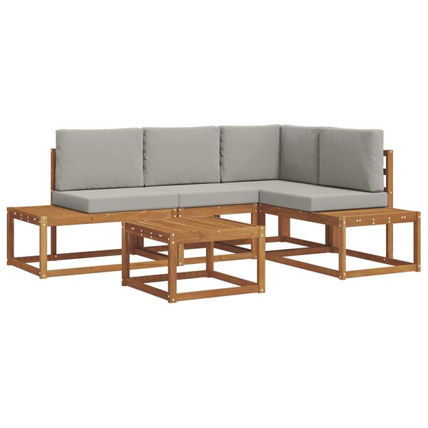 vidaXL &Uacute;ti s&oacute;fasett me&eth; p&uacute;&eth;i 5 Stykki N&aacute;tt&uacute;rulegt og Lj&oacute;st Gr&aacute;tt