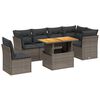 vidaXL 7-Hluta Gar&eth;s&oacute;fasett me&eth; Sessum Gr&aacute;tt P&oacute;l&yacute;rattan