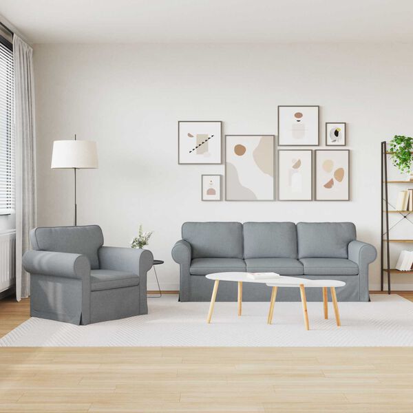 vidaXL S&oacute;fi 2 pcs Lj&oacute;sgr&aacute;r 215 x 82 x 80 cm d&uacute;kur