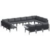 vidaXL Gar&eth;s&oacute;fa sett me&eth; p&uacute;&eth;i 14 pcs Svartur St&aacute;l