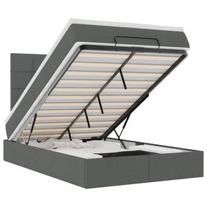 vidaXL Ottoman r&uacute;m me&eth; d&yacute;nu & LED d&ouml;kkgr&aacute;um 120x190 cm Efni