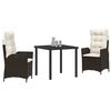 vidaXL Gar&eth;ur bor&eth;sett me&eth; p&uacute;&eth;i 3 pcs Br&uacute;nn p&oacute;l&yacute;rattan