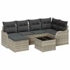 vidaXL Gar&eth;s&oacute;fa sett me&eth; p&uacute;&eth;i 7 pcs Lj&oacute;sgr&aacute;tt Poly rattan
