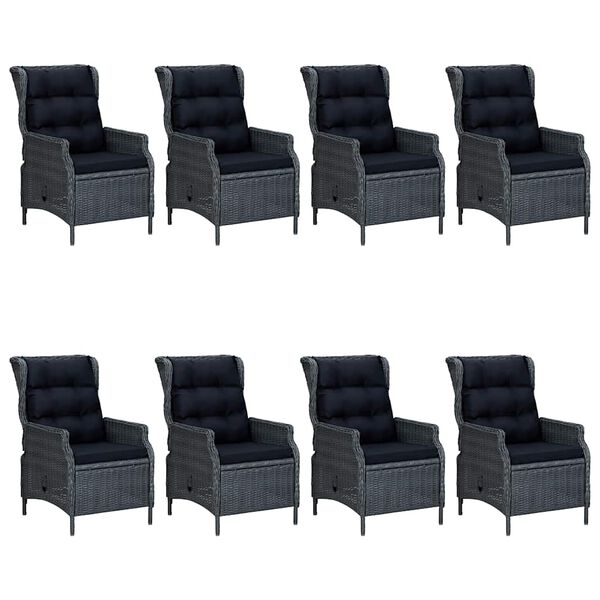 vidaXL 9 Parta Gar&eth;bor&eth;stofusett D&ouml;kkgr&aacute;tt