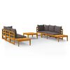 vidaXL 5 stykki gar&eth;setustofusett me&eth; d&ouml;kkgr&aacute;um p&uacute;&eth;um Acacia Wood
