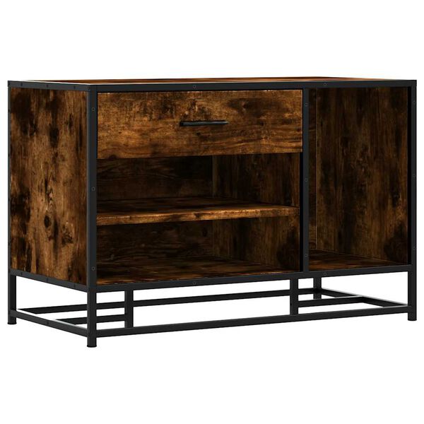 vidaXL skóbekkur Reykt Eik 80x40x53,5 cm Hannaður viður og málmur