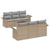 vidaXL Gar&eth;s&oacute;fa sett me&eth; p&uacute;&eth;i 7 pcs Beige og Gr&aacute;tt p&oacute;l&yacute;rattan