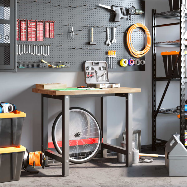 vidaXL Vinnubekkur 100x60x83 cm Rétthyrningslaga Gegnheill Akasíuviður