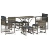 vidaXL 7 Parta Gar&eth;h&uacute;sgagnasett me&eth; Sessum Gr&aacute;tt P&oacute;l&yacute;rattan