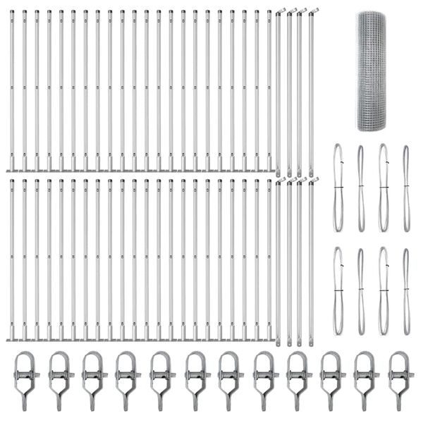 vidaXL Girðing með stöngum Silfur 0.6 x 100 m Stál