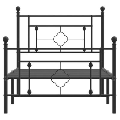 vidaXL Rúmgrind úr Málmi með Höfuðgafli & Fótagafli Svört 100x190 cm