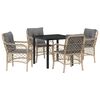 vidaXL Gar&eth;ur bor&eth;sett me&eth; p&uacute;&eth;i 5 pcs Drapplita&eth;ur p&oacute;l&yacute;rattan