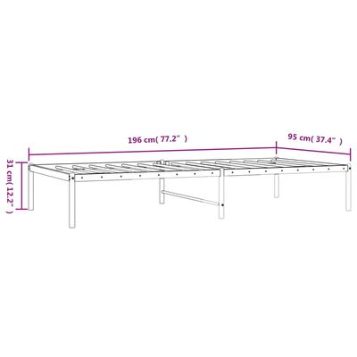 vidaXL Rúmgrind úr Málmi Svört 90x190 cm