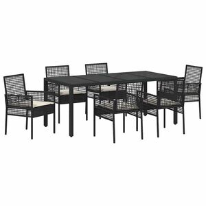 vidaXL Gar&eth;ur bor&eth;sett 7 pcs Svartur p&oacute;l&yacute;rattan