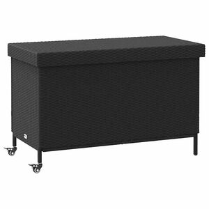 vidaXL Garðgeymslukassi með hjólum Svartur 110x55x73 cm Poly Rattan