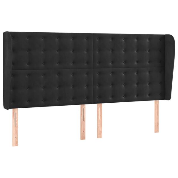 vidaXL H&ouml;f&eth;agafl me&eth; Eyrum 183x23x118/128 cm Sv&ouml;rt Flauel