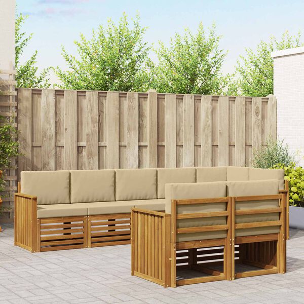 vidaXL S&oacute;fasett me&eth; p&uacute;&eth;i 8 pcs N&aacute;tt&uacute;rulegt og B&eacute;ig Hrein akas&iacute;utr&eacute;