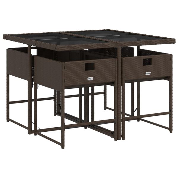 vidaXL 5 Hluta Gar&eth;sett me&eth; Sessum Br&uacute;nt P&oacute;l&yacute;rattan