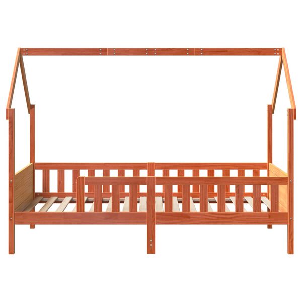 vidaXL Barnar&uacute;mgrind H&uacute;s Vaxbr&uacute;n 90x190 cm Gegnheil Fura