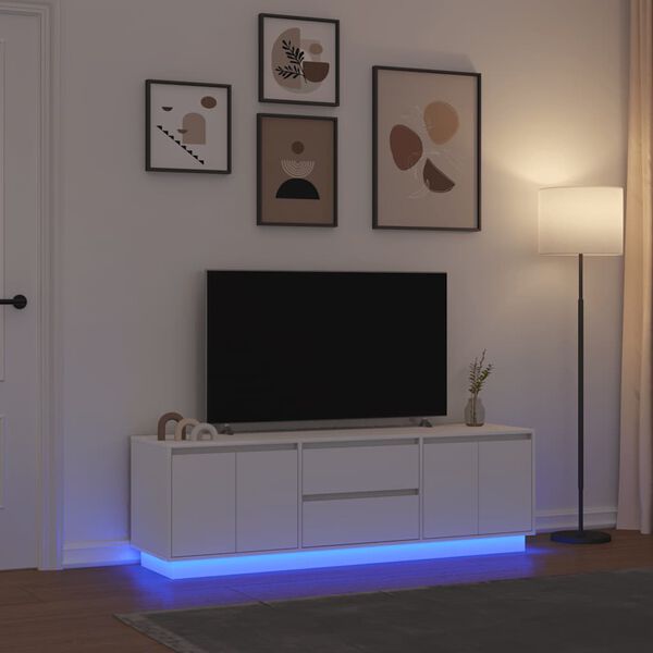 vidaXL Sj&oacute;nvarpssk&aacute;pur me&eth; LED Lj&oacute;sum Hv&iacute;tur 160,5x41x50 cm