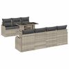 vidaXL Gar&eth;s&oacute;fa sett me&eth; p&uacute;&eth;i me&eth; geymslu 8 pcs Lj&oacute;sgr&aacute;tt Poly Rattan