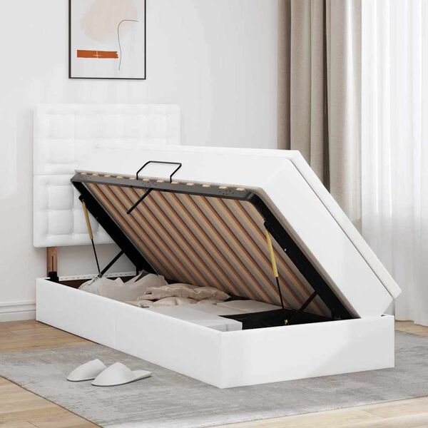 vidaXL R&uacute;m me&eth; geymslur&yacute;mi og LED Hreint Hv&iacute;tt 100 x 200 cm Gervile&eth;ur