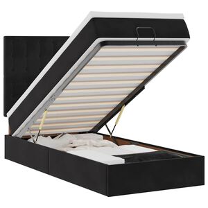 vidaXL Ottoman r&uacute;mgrind me&eth; d&yacute;num Svart 90x200cm flauel