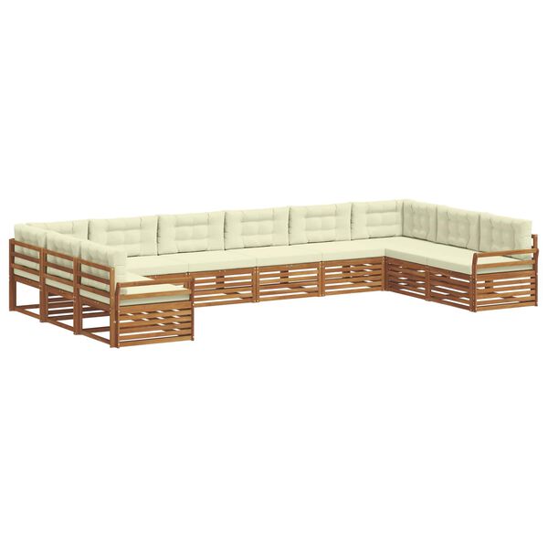 vidaXL S&oacute;fasett me&eth; p&uacute;&eth;i 10 pcs N&aacute;tt&uacute;rulegt og Krem Hrein akas&iacute;utr&eacute;