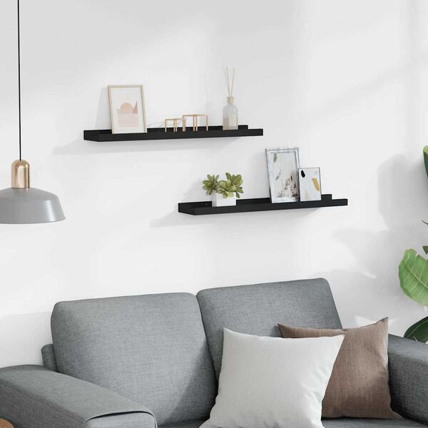 vidaXL Myndarammi Syllu Hillur 2 stk Svartar 60x9x3 cm MDF