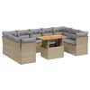 vidaXL 10 Hluta Gar&eth;s&oacute;fasett me&eth; Sessum Drappa&eth; P&oacute;l&yacute;rattan