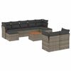 vidaXL 10 Hluta Gar&eth;s&oacute;fasett me&eth; Sessum Gr&aacute;tt P&oacute;l&yacute;rattan