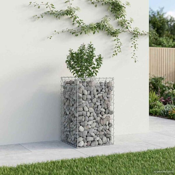 vidaXL Gabion h&aelig;kka&eth; r&uacute;m Silfur 50 x 50 x 80 cm Galvaniserad st&aacute;l