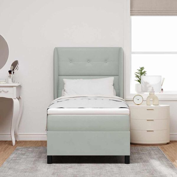 vidaXL Kassi vorinn r&uacute;m me&eth; d&yacute;nu Lj&oacute;sgr&aacute;r 190 x 90 cm P&oacute;l&yacute;ester