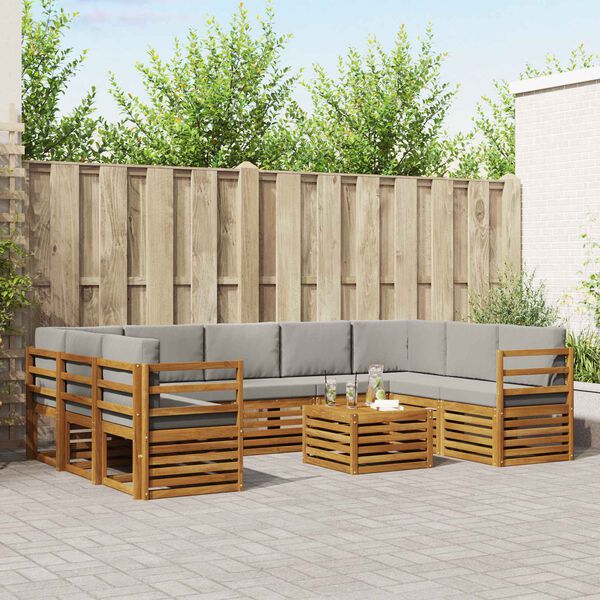 vidaXL S&oacute;fasett 10 pcs N&aacute;tt&uacute;rulegt og Lj&oacute;st Gr&aacute;tt Hrein akas&iacute;utr&eacute;