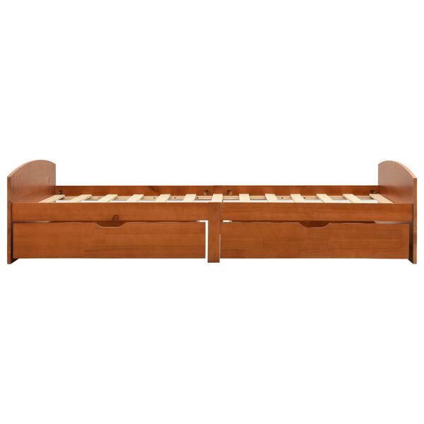 vidaXL R&uacute;mgrind me&eth; 2 Sk&uacute;ffum Lj&oacute;sbr&uacute;n Gegnheil Fura 90x200 cm