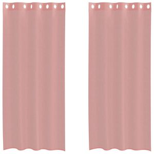vidaXL Voile Gluggatj&ouml;ld me&eth; Grommets 2 stk Bleik 140x225 cm