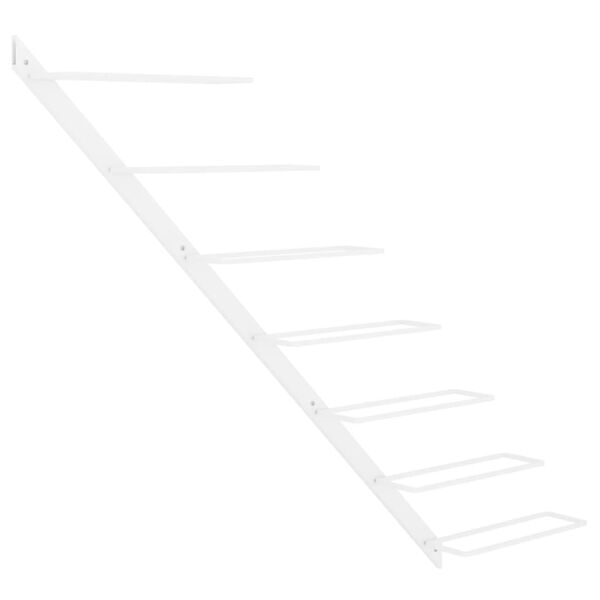 vidaXL Vegghengdur Vínrekki fyrir 7 flöskur Hvítur Málmur