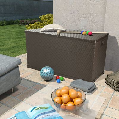 vidaXL Geymslubox fyrir Garð Brúnt 120x56x63 cm PP Rattan