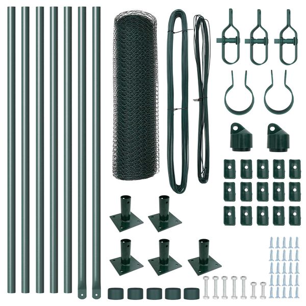 vidaXL Gir&eth;ingarp&oacute;stur Gr&aelig;nn 10 x 0,4 m (13 mm net) St&aacute;l og PVC