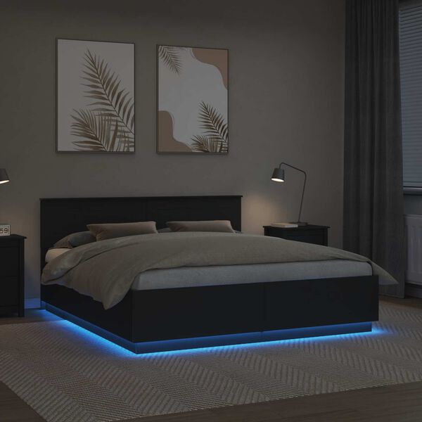 vidaXL Ramsv&iacute;k me&eth; h&ouml;fu&eth;gafl Svartur 200 x 200 cm Samsettur vi&eth;ur