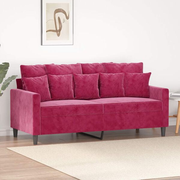 vidaXL 2-S&aelig;ta S&oacute;fi V&iacute;nrau&eth;ur 140 cm Flauel