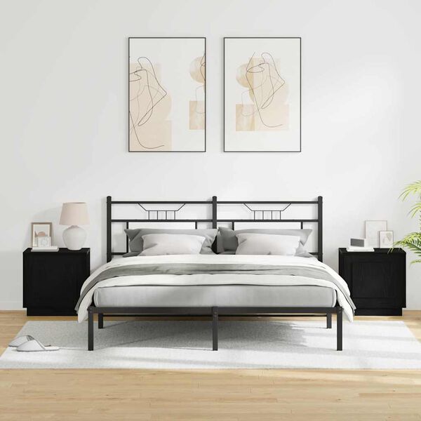 vidaXL Noat&ouml;flu sk&aacute;pur 2 pcs Svartur 44 x 34,5 x 45 cm Samsettur vi&eth;ur