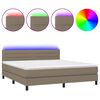 vidaXL H&oacute;lfa&eth; Springr&uacute;m me&eth; D&yacute;nu og LED M&oacute;gr&aacute;r 160x200cm Tauefni