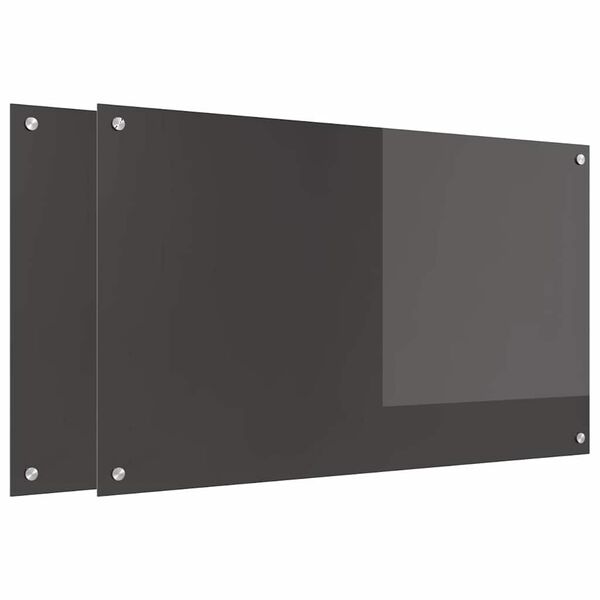 vidaXL Eldhús Backsplash 2 pcs Dökk grá 100 x 60 cm hertuð gler