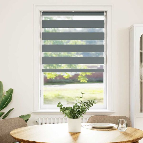 vidaXL Zebra Gard&iacute;na D&ouml;kkgr&aacute;tt 70x100 cm Efni Breidd 65,9 cm P&oacute;l&yacute;ester